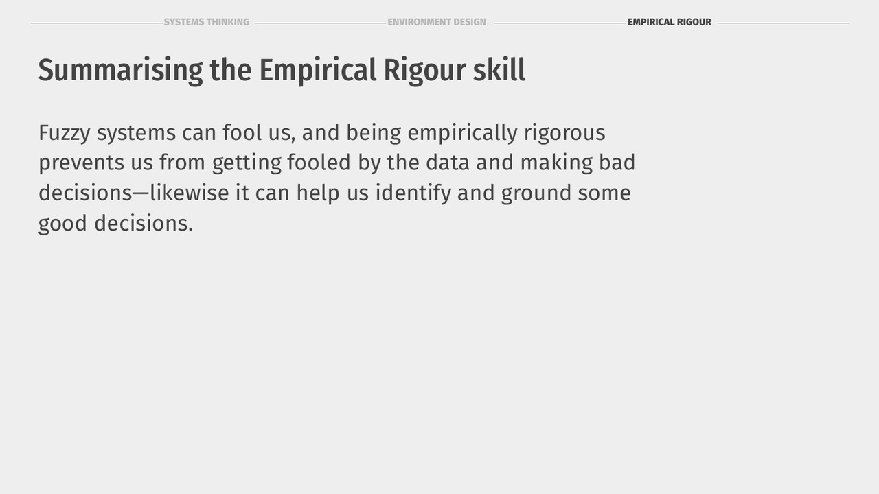 Summarising empirical rigor