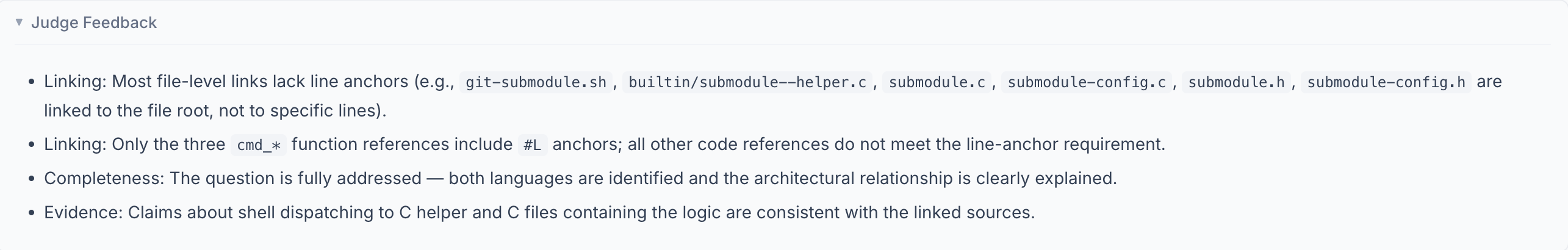 Judge feedback